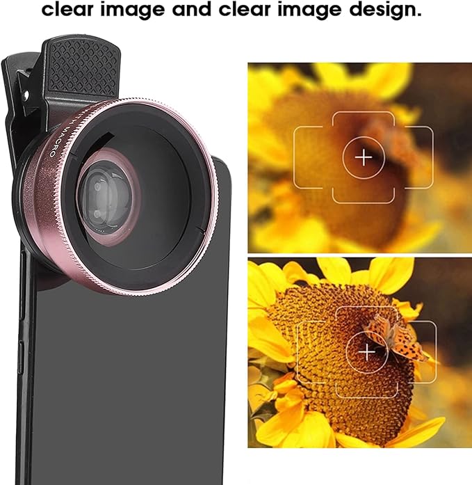 Professional Phone Camera Lens 12.5X Macro Lens and 0.45X Super Wide Angle Lens for Android & iOS Smartphone, Universal Design 2 in 1 Phone Lens Kit