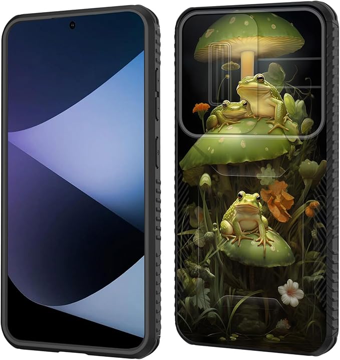 for Galaxy S24 Plus Case Built in Slide Camera Lens Cover,Heavy Duty Shockproof Protection Dual Layer Case for Samsung Galaxy S24 Plus (6.7") 2024,Cute Frog Mushroom