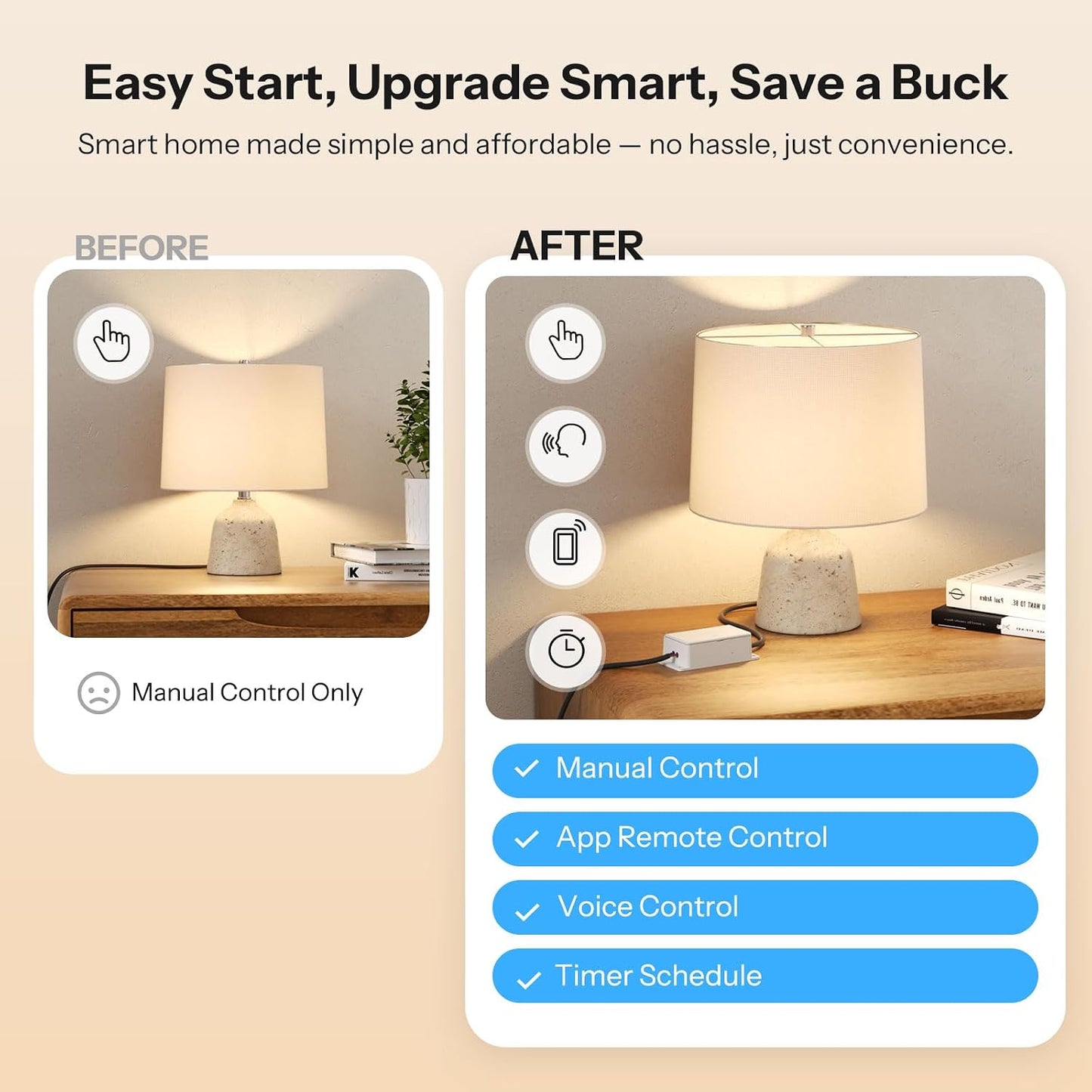 Matter Wi-Fi Smart Switch — Apple Home, Alexa & Google, No Hub Required (4-Pack)