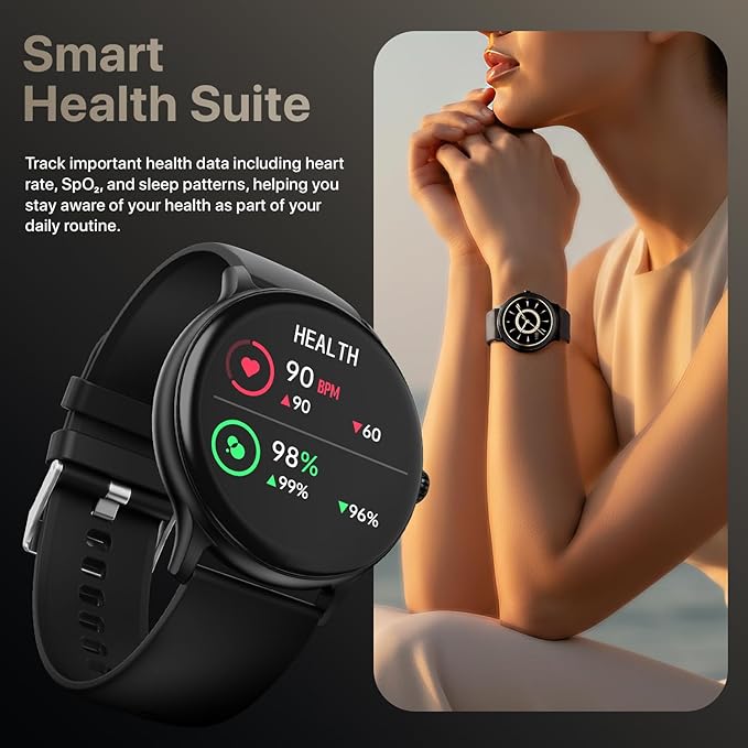 Fire-Boltt Phoenix Pro 35.3mm (1.39 inch) Bluetooth Calling Smart Watch, AI Voice Assistant, Metal Body with 120+ Sports Modes, SpO2, Heart Rate Monitoring (Black).