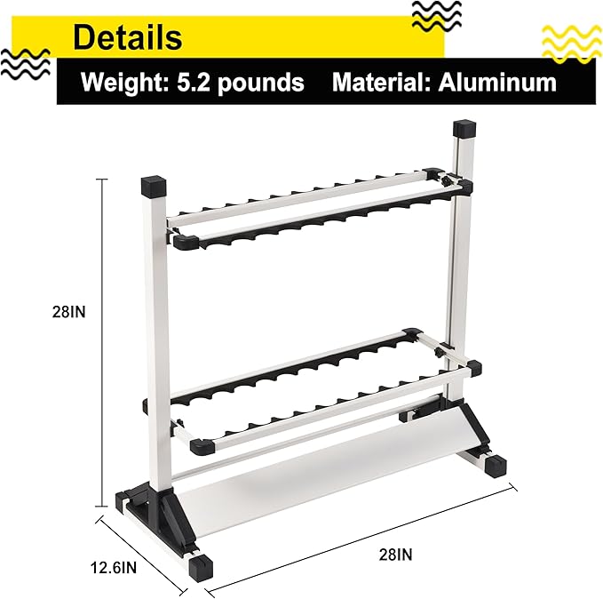 Fishing Rod Holders,Fishing Pole Holders,Fishing Rod Rack,24 Slots to Hold Rods & Reel Combo,Lightweight Aluminum Vertical Fish Pole Garage Storage with Wheels (White)