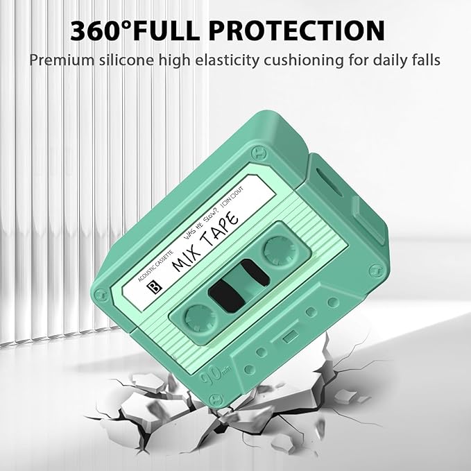 AirPods Pro 3 Case Cover, KOREDA Funny Cassette Tape Design Case for Airpods Pro 3rd Generation 2025, Cute Cartoon Fashion Silicone Protective Case for Women Men (Green)