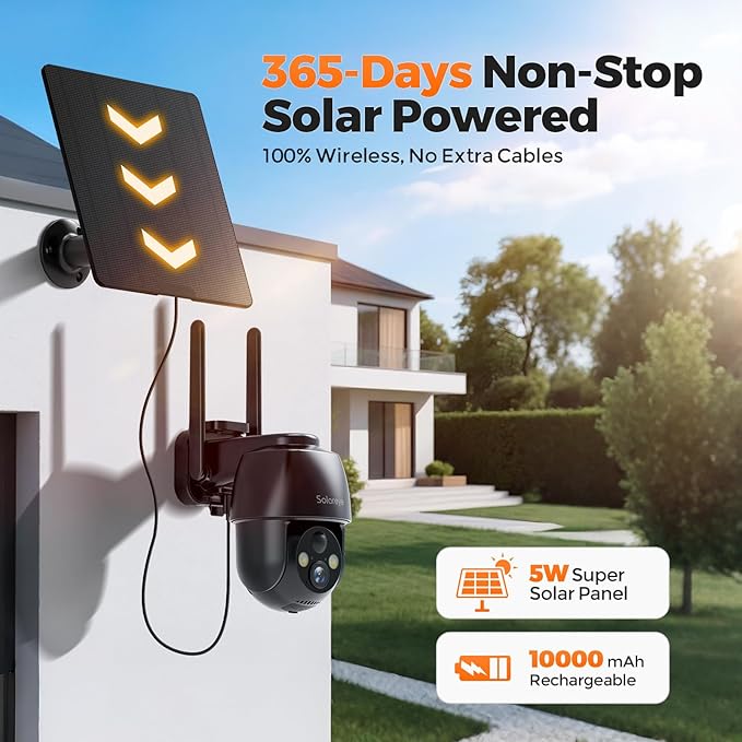 Solareye 4G LTE Cellular Outdoor Camera, No WiFi Security Camera, Built-in SIM Card, 2K Color Night Vision, 360° Live View, PIR Motion Detection, 2-Way Talk for Wildlife Monitoring