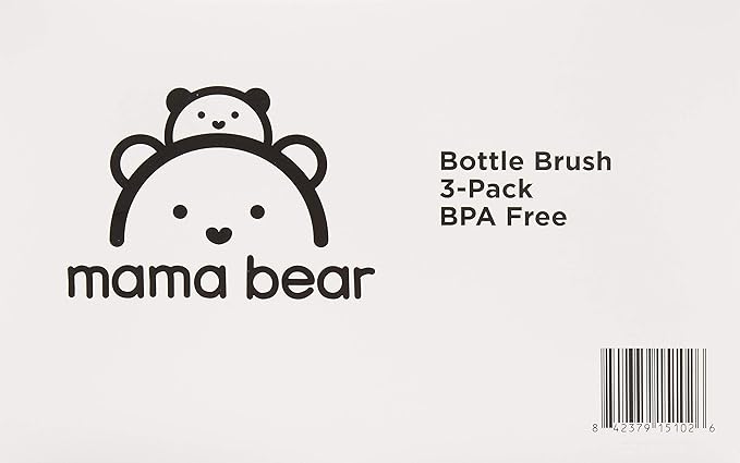 Amazon Brand - Mama Bear Bottle Brush 3 Count, White (Pack of 12)