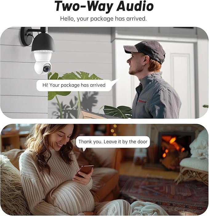 Smart Light Bulb Security Camera,5G& 2.4G WiFi Camera for Home Security,3MP& 360° PTZ Light Bulb Camera Outdoor, Smart Night Vision, AI Human Detection&Alarm, 2-Way Audio, Cloud Storage