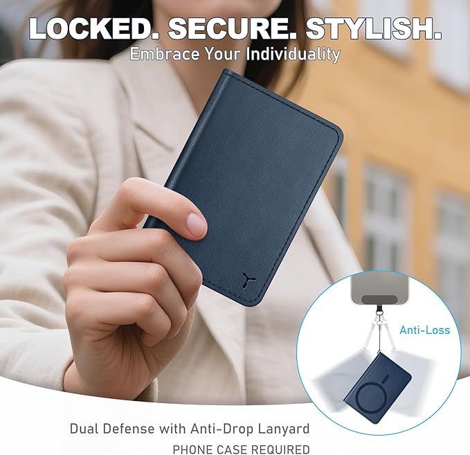 TUCCH for Magsafe Card Holder with Clear ID Window, Fit 6 Cards, RFID Blocking PU Leather Men Women Magnetic Phone Wallet for iPhone 17/16/15/14/13/12/Plus/Air/Pro/Pro Max Series, Blue