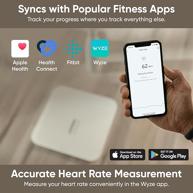 Wyze Smart Scale X - Digital Bathroom Scale for Body Weight, BMI, Body Fat, Muscle Mass, Heart Rate Monitor | Sync with Health Apps | Body Composition Analyzer for People, Baby & Pet, 400 lbs (Navy)