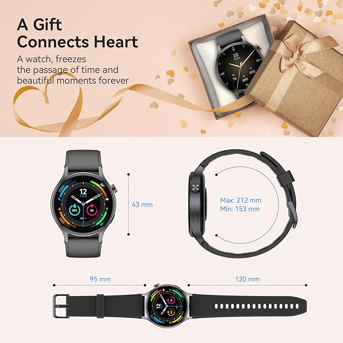 Smart Watch for Men Women, Answer/Make Call, 1.32'' AMOLED Ultra-Clear Screen Fitness Tracker with Heart Rate/Sleep/SpO2 Monitor, Smartwatch for iPhone/Samsung/Android, 110 Sport Mode, 3ATM Waterproof