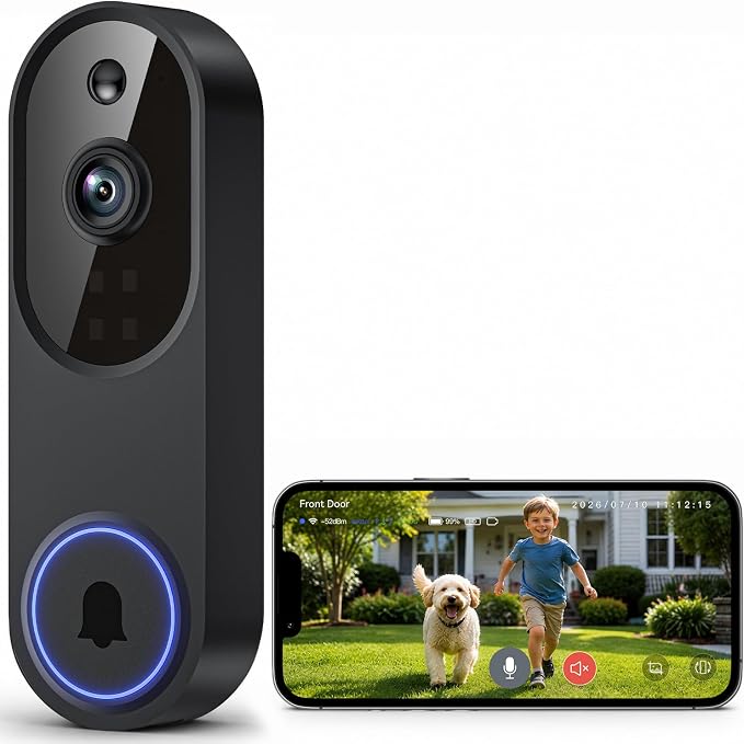 Video Doorbell Camera, Wireless Security Camera, 1080p, Battery Powered, AI Motion Detection, Night Vision, Two-Way Audio, Cloud Storage, 2.4 GWi-Fi, for Visitor, Baby Monitor - Image 8