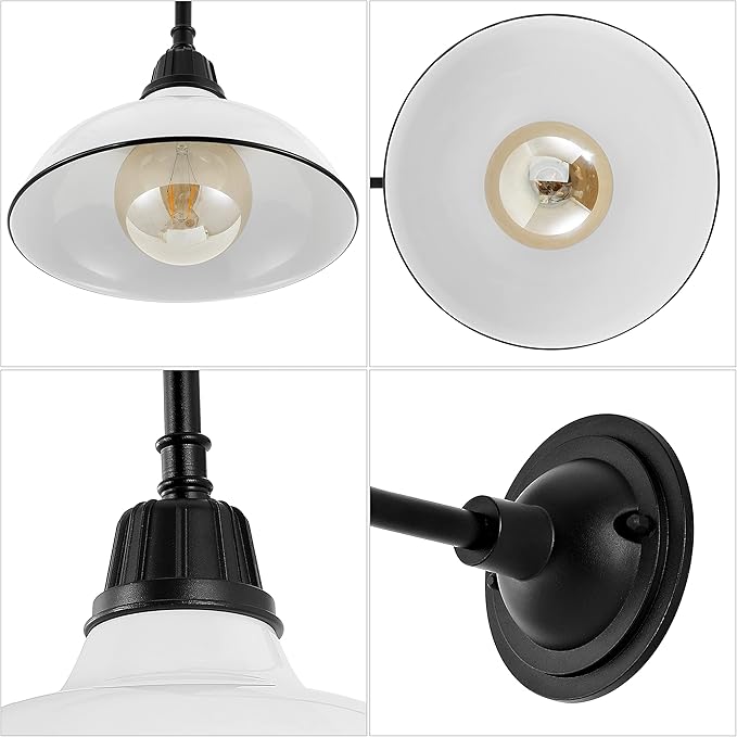 JONATHAN Y JYL7613A Aurora 12.25" 1-Light Farmhouse Industrial Indoor/Outdoor Iron LED Gooseneck Arm Outdoor Sconce Metal Bowl Shade Vintage Cottage Rustic Porch Patio Yard Barn, White