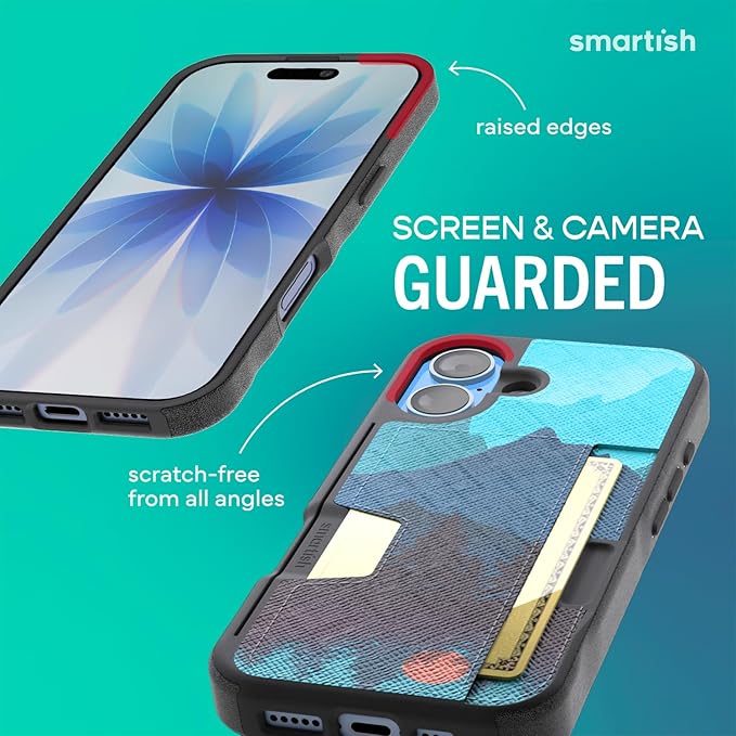 Smartish® iPhone 17 Wallet Case - Wallet Slayer Vol. 2 [Slim + Protective] Credit Card Holder w/Kickstand - Drop Tested Hidden Card Slot Cover for Apple iPhone 17 - Moving Mountains