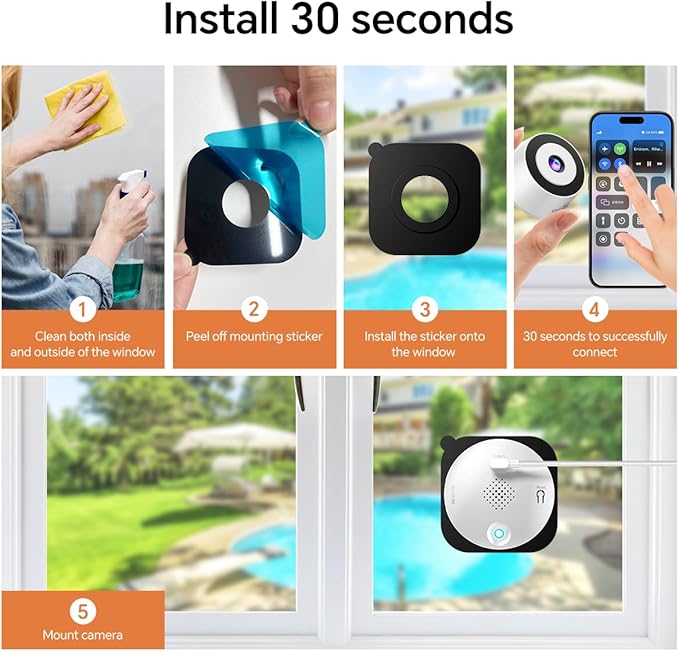 Window Cameras for Home Security: Indoor Camera for Outdoor Monitoring with 2K Full Color Night Vision Motion Human Vehicle Detection Easy Installation