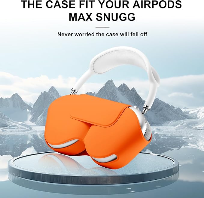 Maxjoy for Apple Airpods Max Smart Case Cover, Soft PU Leather Protective Cover Accessories for Airpod Max with Sleep Mode, Anti-Dust Travel Carrying Case for Airpods Pro Max Headphones, Orange