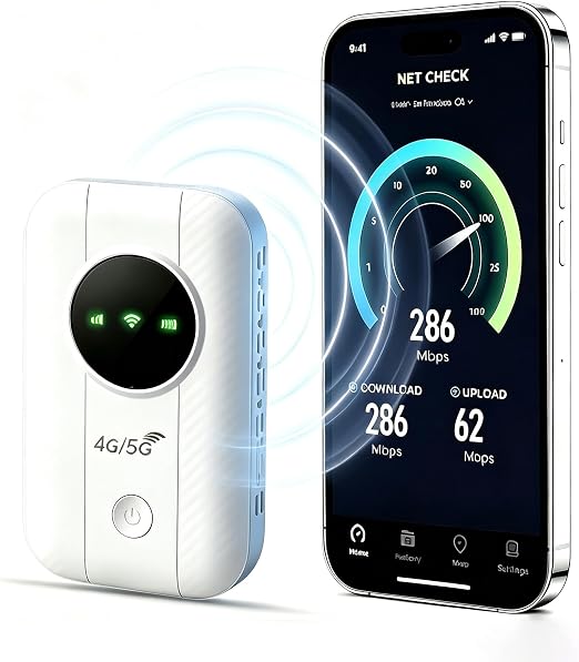 4G LTE Mobile Hotspot WiFi Unlocked Portable WiFi Router with Sim Card Slot,2100 mAh Battery,Connect 10 Devices,Plug & Play,Mobile Internet for RV, Camping, Road Trips & Remote Work
