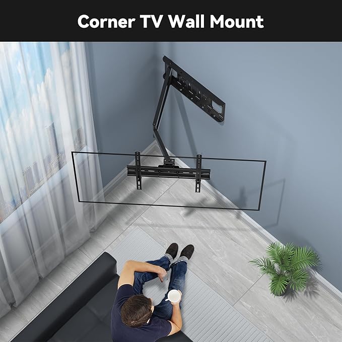 FORGING MOUNT Long Arm TV Wall Mount for Most 26-60 Inch Flat Curved TVs, 25.6inch Full Motion Extension Articulating Arms, Swivel, Tilt TV Bracket Corner Mount Fits Max VESA 400x400mm up to 77lbs