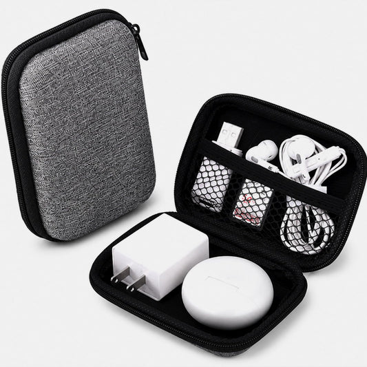 Gray Cable Organizer Bag - Compact Travel Tech Storage - Portable Electronics Pouch for USB Cables, Chargers, Earphones, Memory Cards, Power Bank, Laptop Accessories, Small Electronics