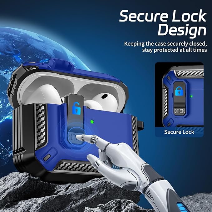 for AirPods Pro 3 Case (2025 New), Secure Lock Cases Cover with Cleaning Kit & Keychain Compatible with Airpods Pro 3rd Generation Case for Men Women, Powerful Drop Protection