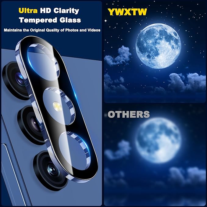 YWXTW 3 Pack Camera Lens Protector for Samsung Galaxy S25 Plus 6.7 Inch, 9H Tempered Glass Ultra HD [No Impact on Night Shots] S25 Plus Lens Protector, Anti-Scratch No Bubbles