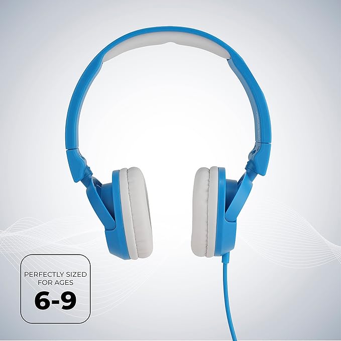 Altec Lansing Over The Ears Kids Headphones - Volume Limiting Technology for Developing Ears, Ages 6-9, Perfect for Learning from Home, Blue