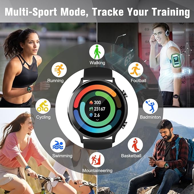 ACEDIS Smart Watch for Men Women,1.39" HD Fitness Watch, IP68 Waterproof Watch with Heart Rate/Blood Oxygen/Sleep Monitor 110+ Sports Modes, Long-Lasting Battery Compatible with Android/iOS
