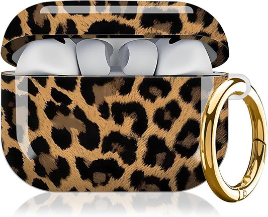 Compatible with AirPod Pro 3rd Generation Case 2025,Fashion Protective Cover with Keychain, Anti-Scratch, Drop Protection,Shockproof Cover for AirPod Pro 3 Women(Leopard Black)