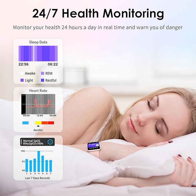 Smart Watch for Women, 1.75" AMOLED Fitness Tracker for Android iOS, Answer/Make Call with Heart Rate Sleep Monitor 130+ Sports Mode, IP68 Waterproof Smartwatch (Pink Band)
