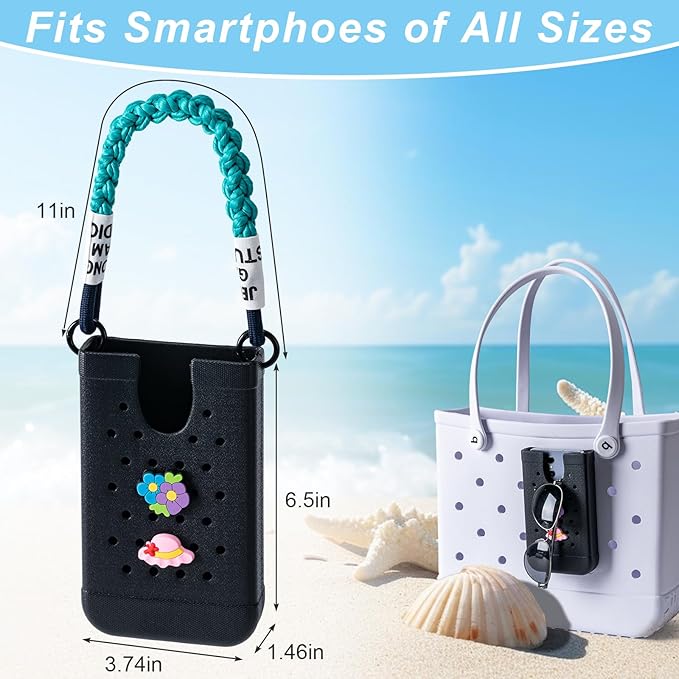 Phone Holder for Bogg Bags, Cell Phone Case Holder Compatible with All Bogg Bags, Phone Holder Accessories for Beach Tote Bags (Black)