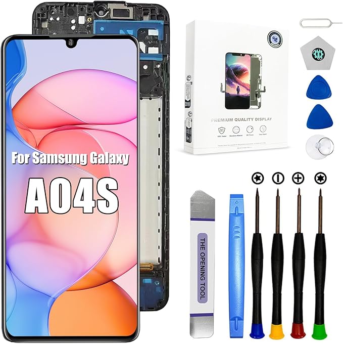EFAITHFIX for Samsung Galaxy A04S A047 Screen Replacement with Frame 6.5 Inch LCD Display Digitizer for Samsung A047U A047A A047W A047F/DS Screen Replacement Touch Screen Assembly with Repair Tools