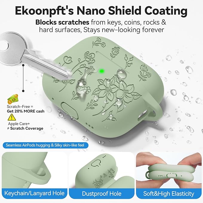 for AirPods Pro 2 Case, Soft Silicone Airpod Pro Case Cover QUTE with Keychain & Cleaning Kit Compatible with AirPods Pro 2nd/1st Generation for Women Girly, Anti-Scratch