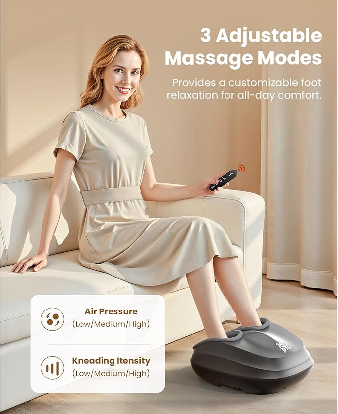 BOB AND BRAD Shiatsu Foot Massager with Heat and Remote, Christmas White Elephant Gifts for Women Mom FSA Eligible HSA Deep Kneading Electric Feet Massager for Plantar Fasciitis, Fits US Size 12