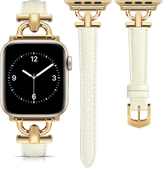 Leather Band Compatible with Apple Watch Bands for Women, Dressy Fancy Strap for iWatch Series 11/10/9/8/7/6/5/4/3/2/1/se(38mm 40mm 41mm 42mm,Milky White/Gold) - Image 6