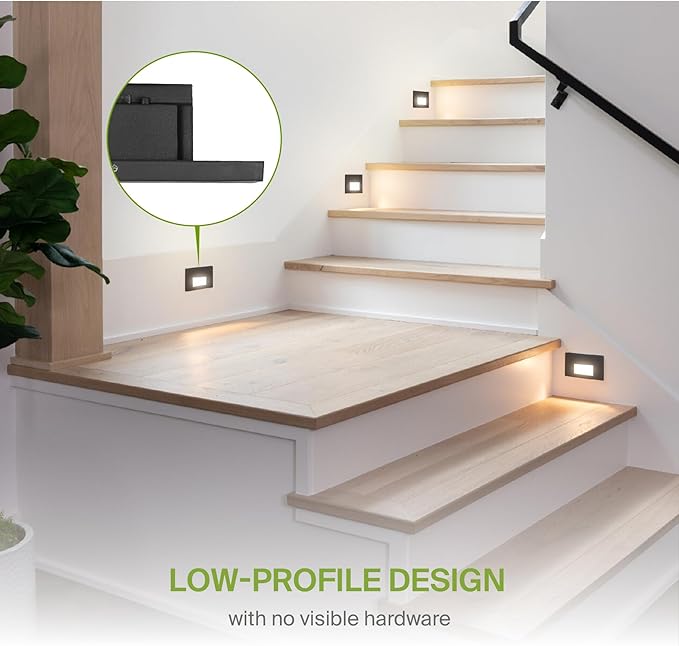 ASD LED Recessed Step Light Fixture, Outdoor & Indoor Stair Tread Lighting | 3CCT, Dimmable, Waterproof, ETL Listed | 3W 120LM 3000K-5000K 120V | Staircase Hardwired Illumination | Dark Bronze