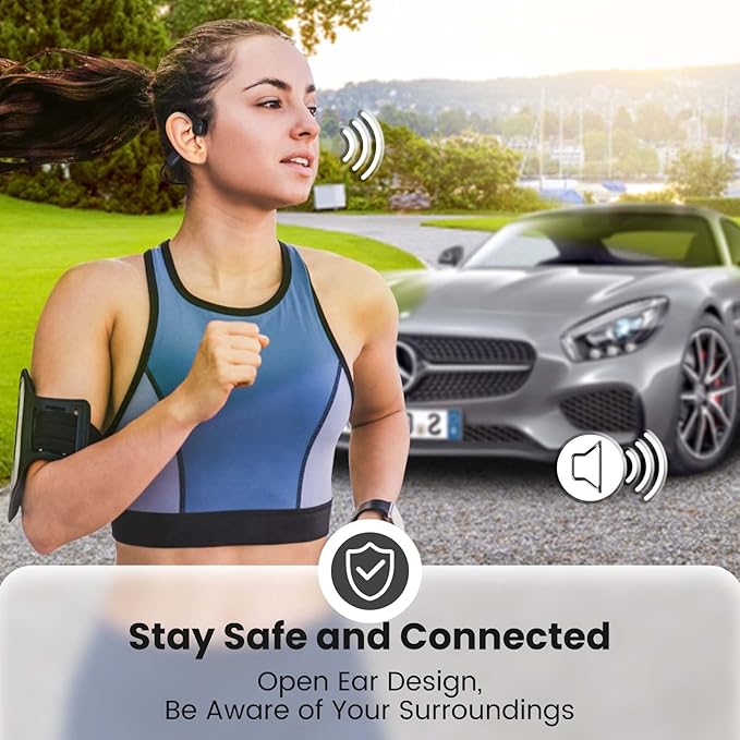 Bone Conduction Headphones Bluetooth Open Ear Headphones with mic Wireless Muitipoint Connection IP65 Waterproof Sports Headsets for Running Cycling and Workouts