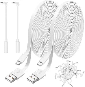 2 Pack 10FT Power Extension Cable Compatible with Wyze Cam v4/v3/OG,Wyze Cam Pan v3/v4,Blink,eufy,NestCam Indoor,Amazon Cloud Camera,USB A to USB C (White)