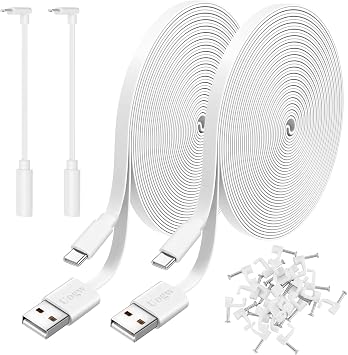 2 Pack 10FT Power Extension Cable Compatible with Wyze Cam v4/v3/OG,Wyze Cam Pan v3/v4,Blink,eufy,NestCam Indoor,Amazon Cloud Camera,USB A to USB C (White)