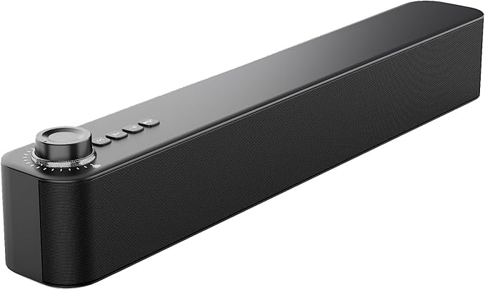 Desktop PC Speakers, Bluetooth Soundbar, 3600mAh Battery for 20Hrs Wireless Playback, Wired/Wireless Speaker for PCs, Phones, TVs, Laptops