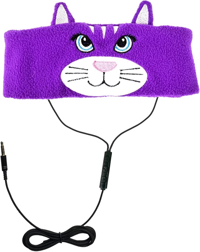 Contixo Kids Headphones, 85dB Volume Limiting with Adjustable Speakers Soft Children Fleece Headband Toddler Headphones for Home and Travel - Animal Character Design-Crab (Cat)
