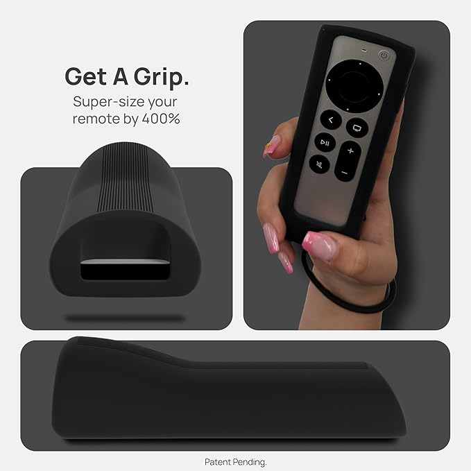GripStand™ Apple TV Remote Cover, Scratch-Resistant Silicone Case Compatible with AirTag, Fits Siri Apple TV 4K/HD (2nd & 3rd Gen), Stand-Up Design, Enhanced Grip, 2 Pack Black and Red by 73&Sunny
