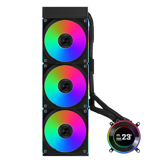 Lian Li Hydroshift II-C 360CL RGB Liquid CPU Cooler - 360mm AIO - 3X 120 RGB Fans - 2.1??IPS LCD Screen - 3 Control Mode - Flexible Tubes Clamp - LGA 1851/1700, AMD AM5/AM4 - Black (HS2LCD36RB)