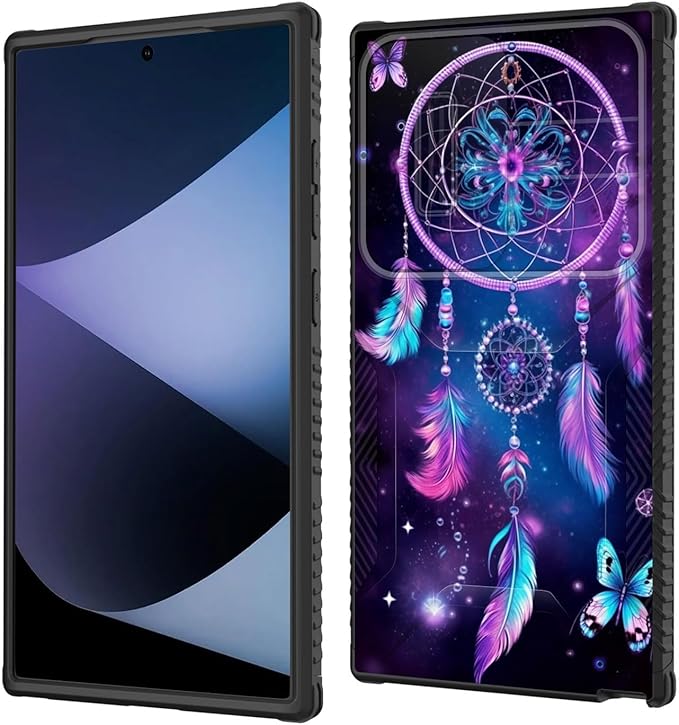 for Galaxy S25 Ultra Case Built in Slide Camera Lens Cover,Heavy Duty Shockproof Protection Dual Layer Case for Samsung Galaxy S25 Ultra 6.9" 2025,Butterfly Dream Catcher