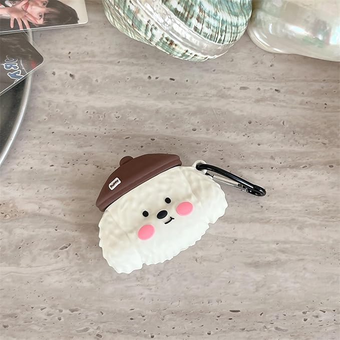 Case Compatible with 2024 Airpods 4, 3D Cute Kawaii Dog Design Keychain Case Cover, Portable Earbuds Accessories Soft Silicone Shockproof Wireless Earphone Protector White