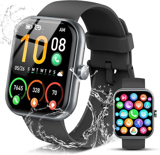 Smart Watch for Men Women, 2026 Release (Answer/Make Call) 1.96" HD Fitness Tracker Running Watch,IP68 Waterproof, Pedometer,Step/Sleep/Heart Rate Monitor,110+ Sport Mode Smartwatch for Android Phone