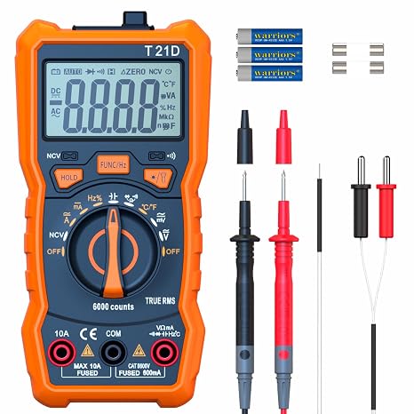 Auto-Ranging Digital Multimeter, TRMS 6000 Counts AC DC Voltmeter Ohm Volt Amp Meter, Electrical Multimeter Tester with NCV, Measure Capacitance Current Resistance Temp Continuity Diode Duty Cycle - Image 5