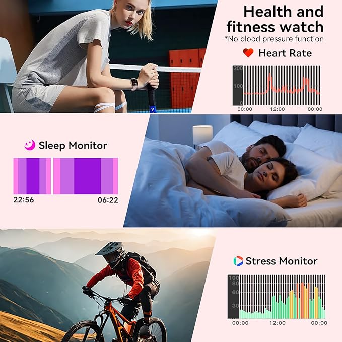Smart Watch for Men/Women Android & iOS, 1.83" HD Touch Screen Fitness Watch with Stable Bluetooth Calling, 5 ATM Waterproof Fitness Tracker with 130+ Sports Modes, Heart Rate/Sleep Monitor (Pink)