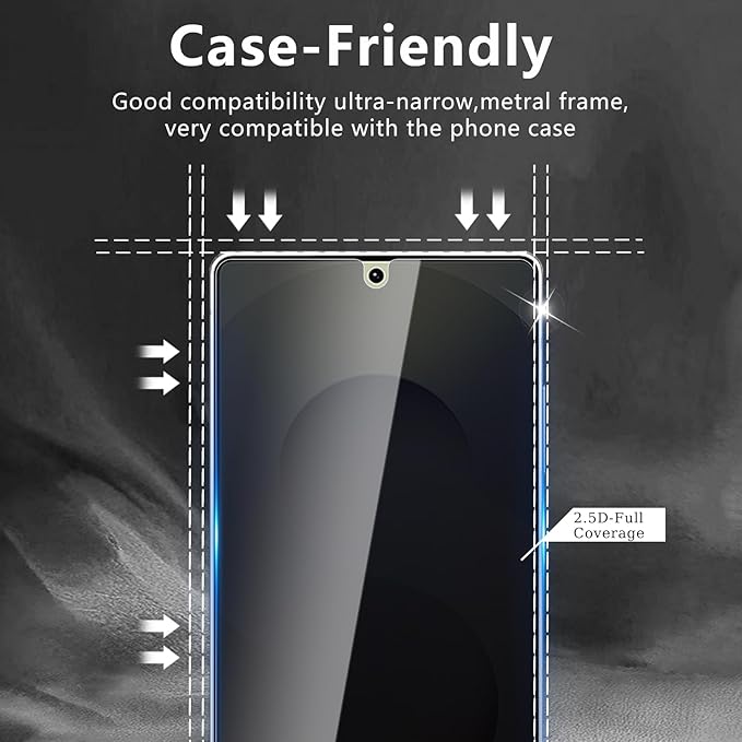 3+3 Pack Privacy Screen Protector Designed for Samsung Galaxy S25 Ultra With 3 Pack Camera Lens Protector,Full Coverage Anti-Spy Tempered Glass Film,9H Hardness,Bubble Free,Easy to Install