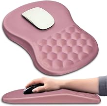 Hokafenle Ergonomic Mouse Pad Wrist Support with Massage Design, Wrist Rest Pain Relief Mousepad with Memory Foam&Non-Slip PU Base, Mouse Pads for Wireless Mouse & Desk (12x8 inch,Pink) - Image 1