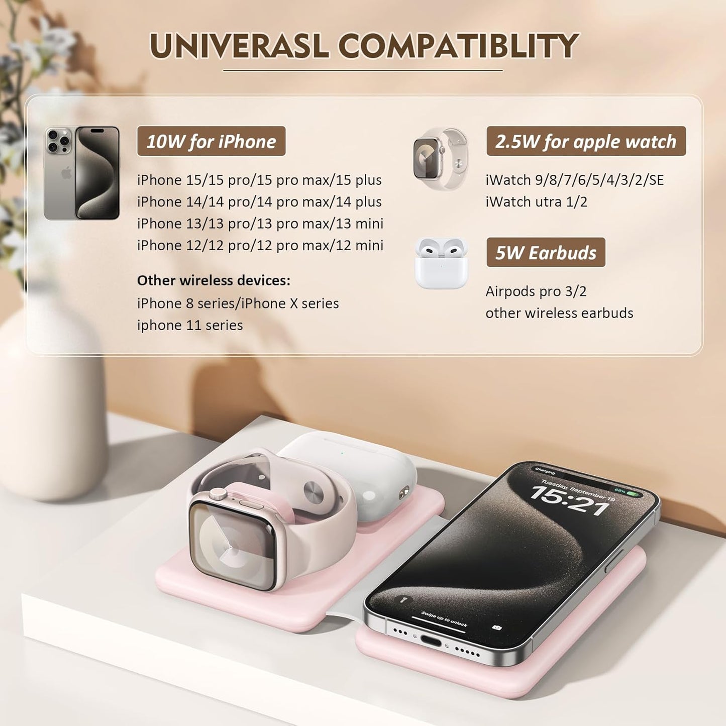 3-in-1 Wireless Charging Station — iPhone, Apple Watch & AirPods