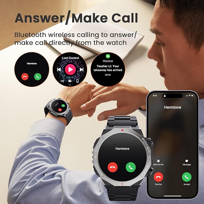 Military Smart Watches for Men(Answer/Make Calls), 1.39" Fitness Watch with Heart Rate Pedometer Sleep Monitor, 110+ Sports Modes Smartwatch for Men, IP68 Waterproof Activity Tracker for Android iOS