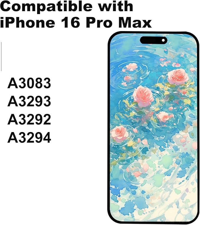 Replacement Screen for iPhone 16 Pro Max LCD FHD COF Retina Display Digitizer with Total Repair Tool Kits, Screen Protector, Waterproof Tape