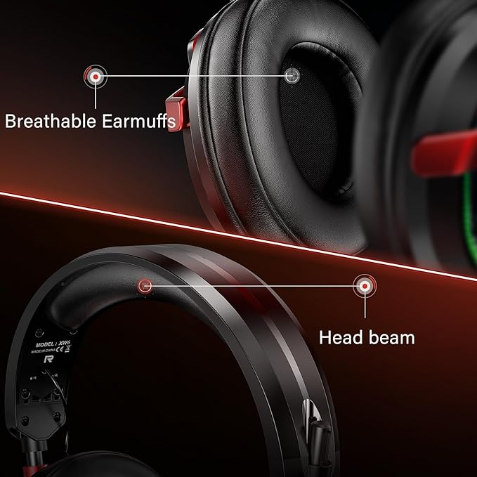 Tatybo PC Gaming Headset with Mic for PS5 PS4 Xbox, USB Headset with 7.1 Surround Sound, Wired 3.5mm Headphones, RGB